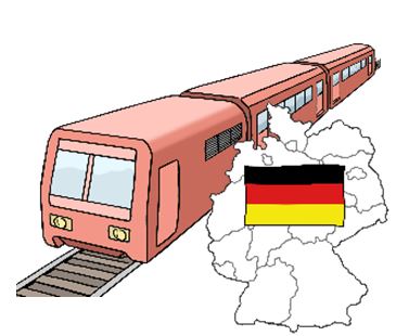 Zug auf Schienen mit Deutschlandkarte